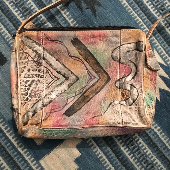 Vintage Handpainted Leather Crossbody - Picture 1 of 4